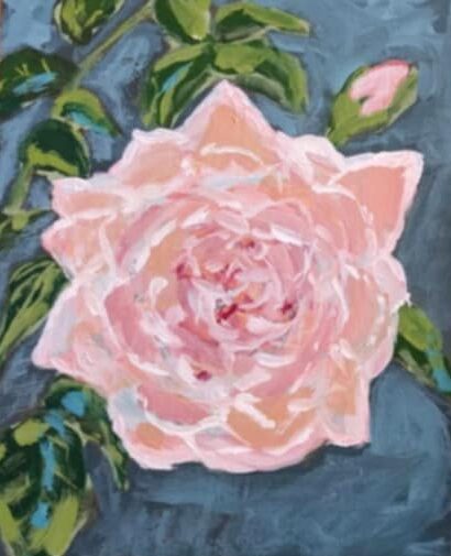 Pink Rose Acrylic Painting