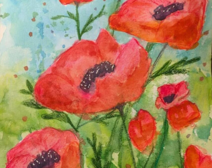 Red Poppies Mixed Media