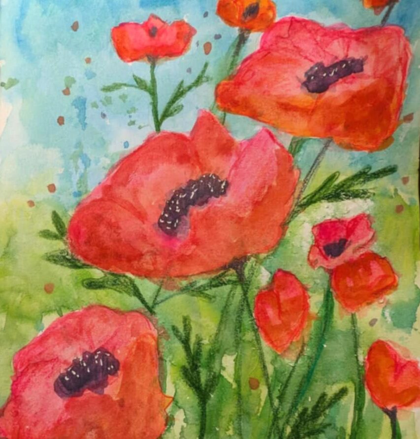 Red Poppies Mixed Media